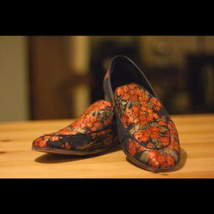 Steve Madden Mens Brocade Loafers Red/Black Floral Size 8.5
